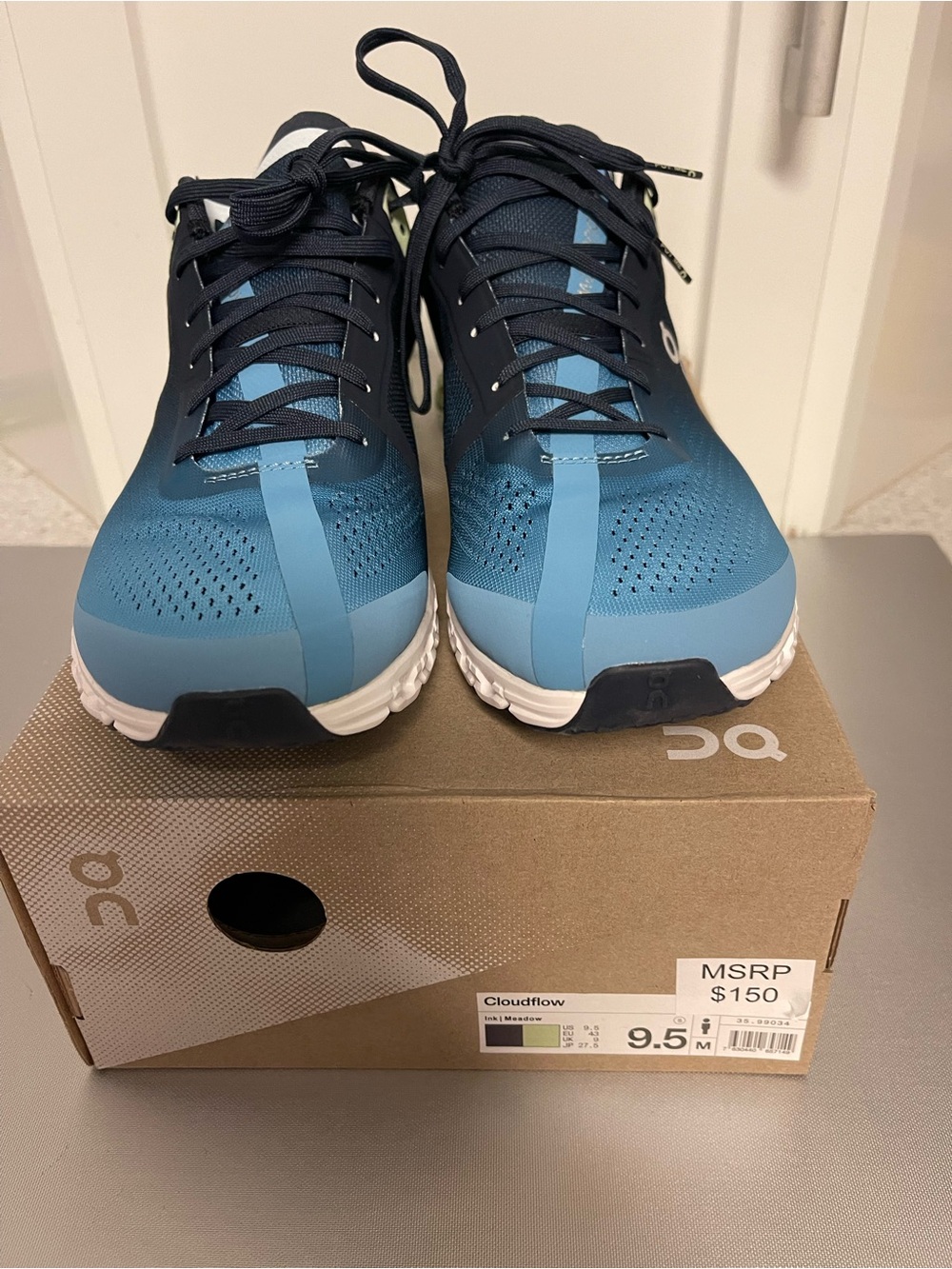 On Cloudflow Men's Performance Running Shoes Ink/Meadow - Sz 9.5 - NIB - Picture 9 of 11